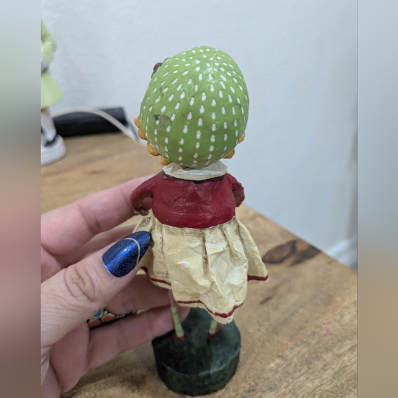 LORI C MITCHELL Vintage Girl Figurine with Red Dress and Green Hat - Picture 4 of 10